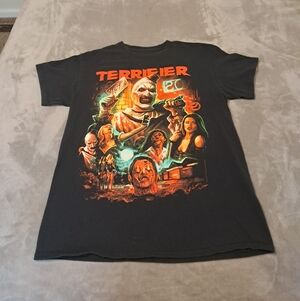 Terrifier Mens Black T-shirt Horror Movie Art The Clown Graphic 2023 Sz. M